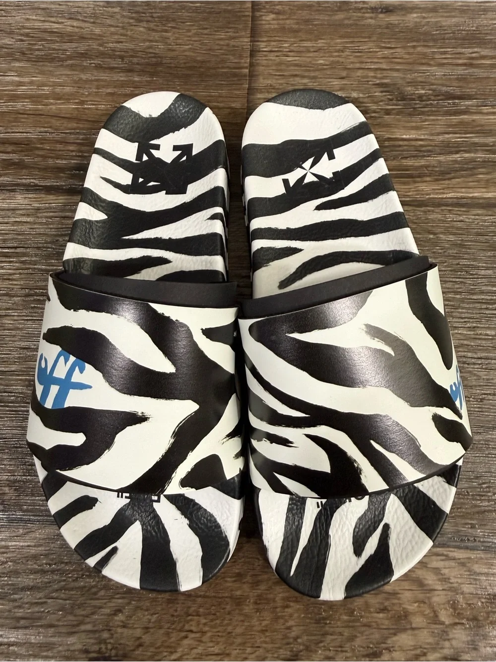 NWT Off White c/o Virgil Abloh Slides Zebra-print‎ slides Sz 6
